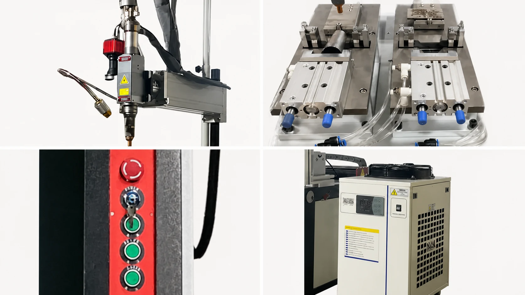 Welding head fixture controls and water-cooling references from the kettle spout welding manual