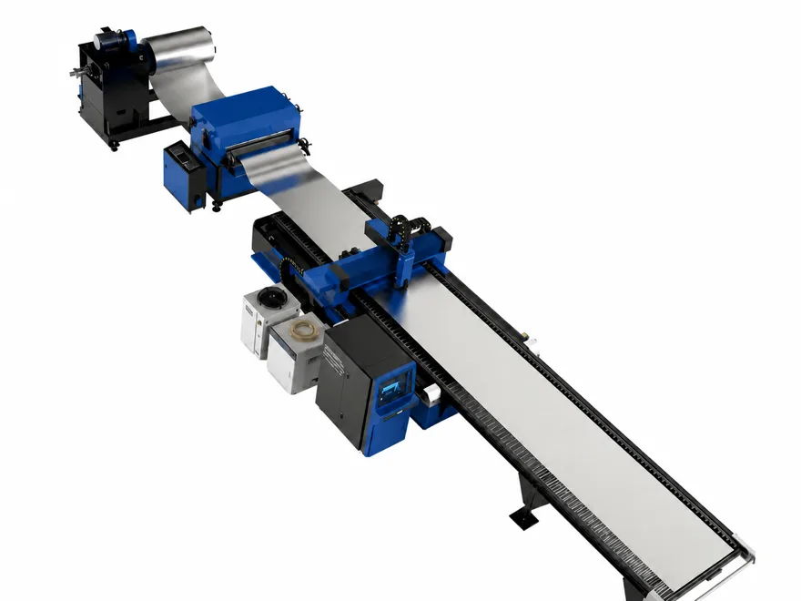 SM-series-01 coil-fed leveling and laser cutting production line