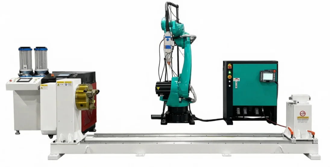 TY-RF5018 robot laser cladding workstation with green robot, powder feeder and rotary positioner