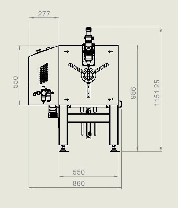 Front-view dimensional drawing of the TY-S60 and TY-S100 economical tube cutting machine