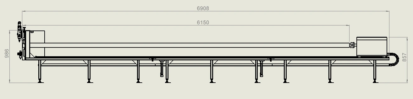 Side-view dimensional drawing of the TY-S60 and TY-S100 economical tube cutting machine