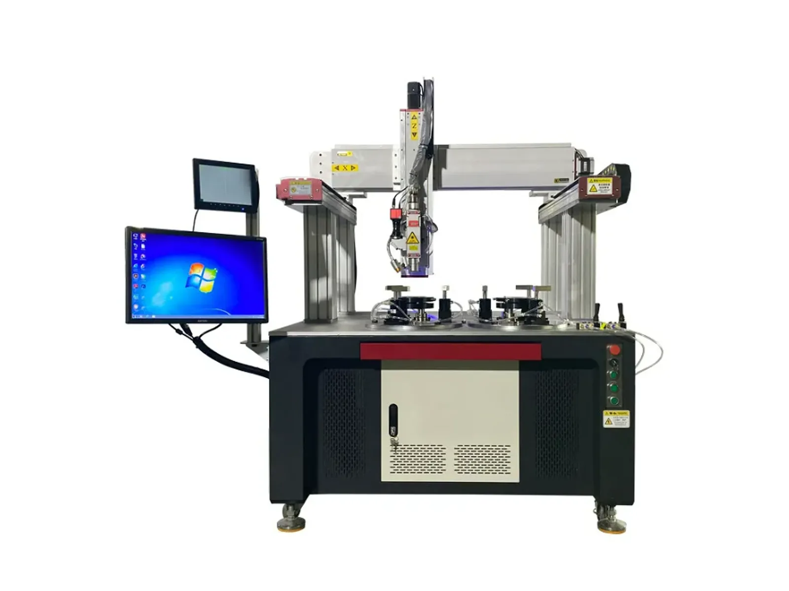 Gantry automatic laser welding machine with dual-column frame and workholding table